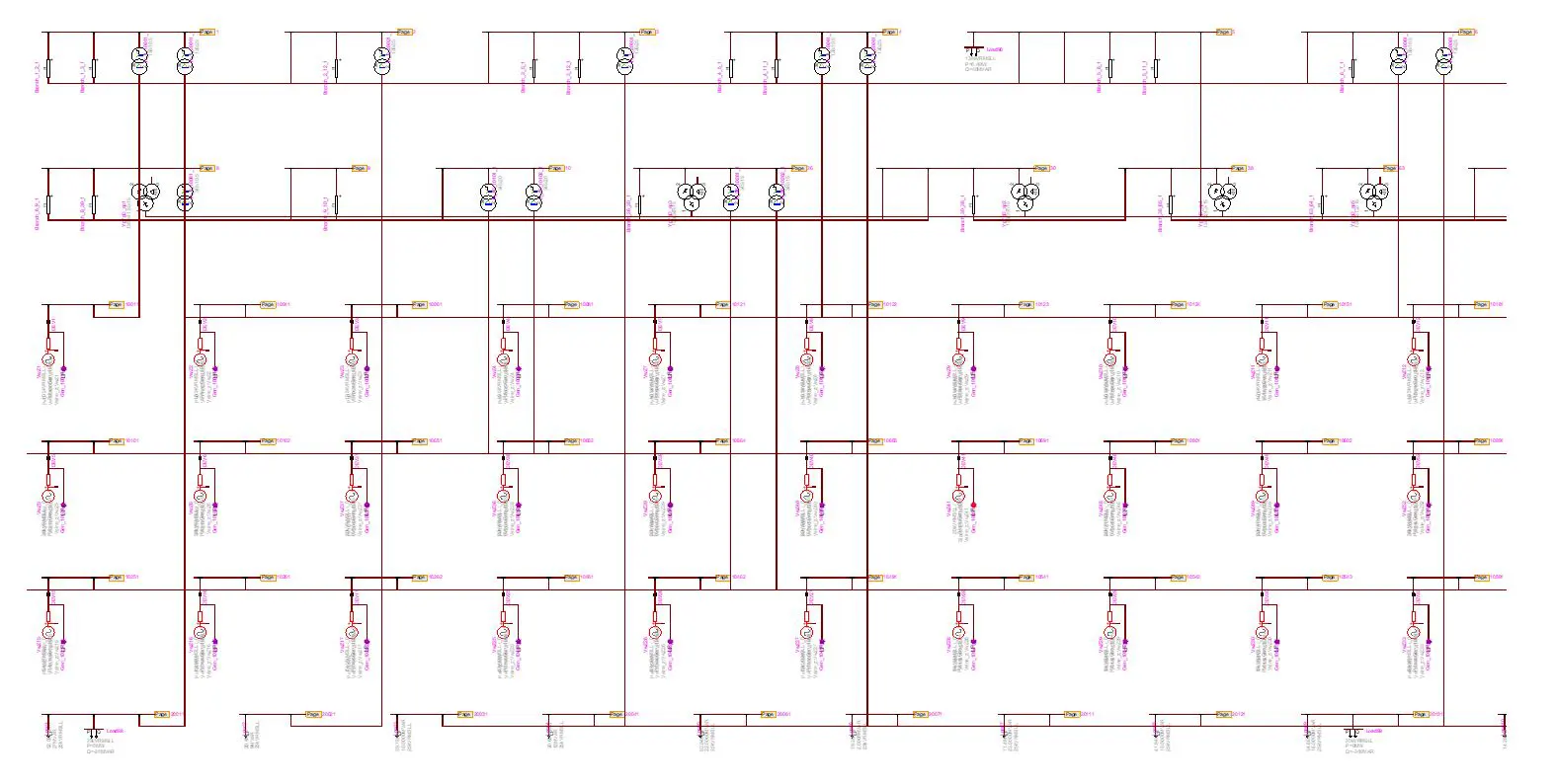 A part of a larger grid model organized by voltage levels in EMTP® A part of a larger grid model organized by voltage levels in EMTP®