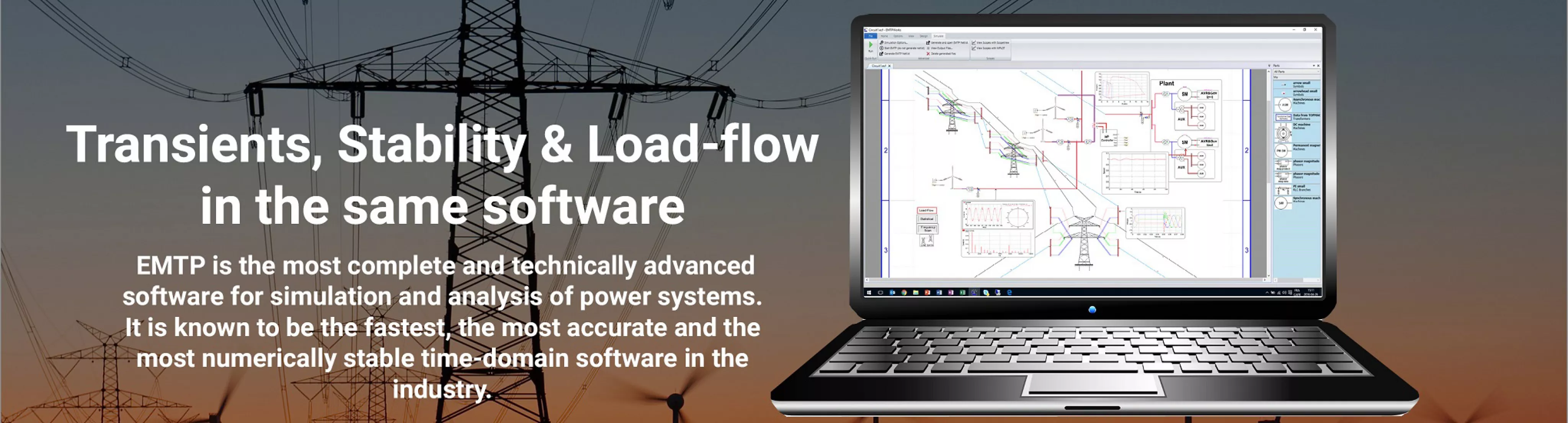 EMTP® Transient Stability Load Flow in the same software