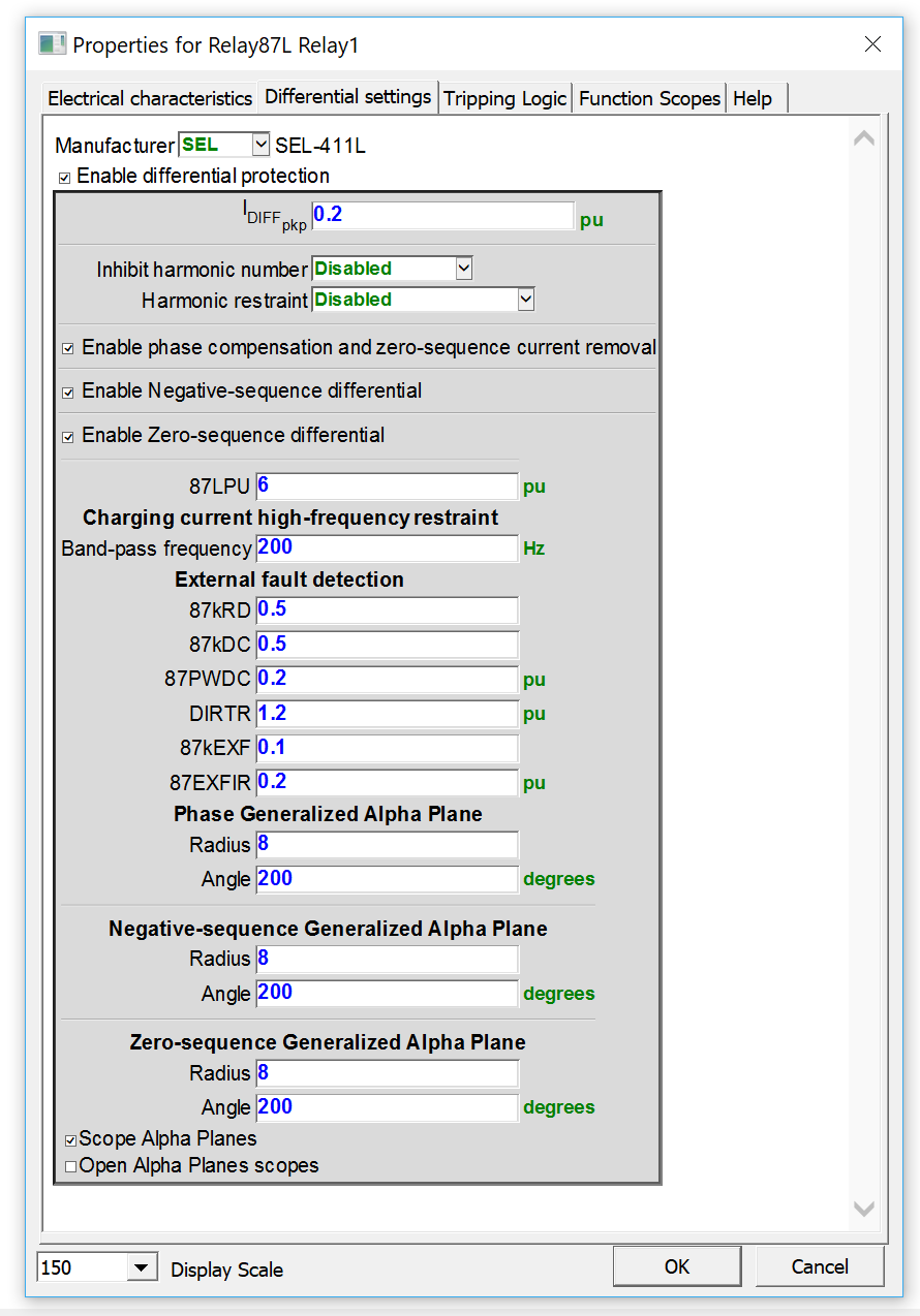 EMTP application example of the new line differential relay Figure 8: EMTP application example of the new line differential relay.
